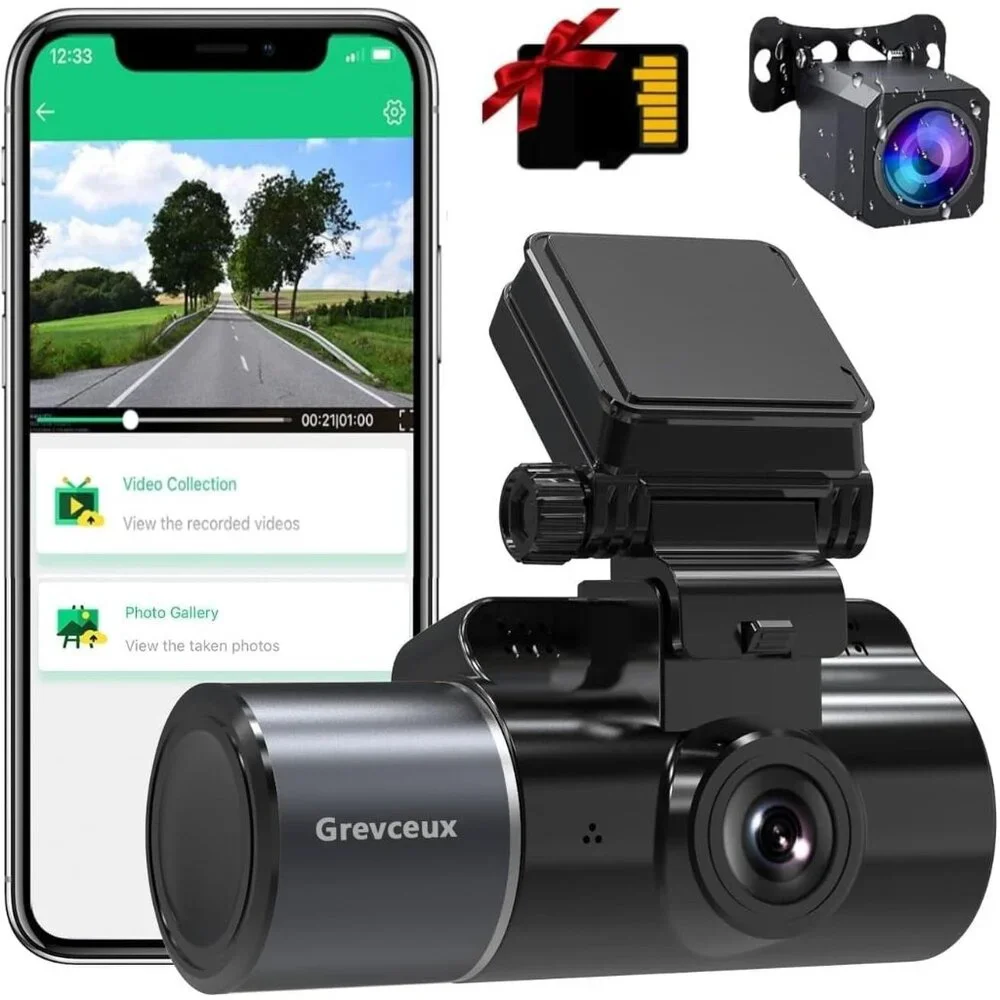 Dash Cam Front 2k, Interior 1080P, Rear 1080P Car Camera Night Vision Park Mode